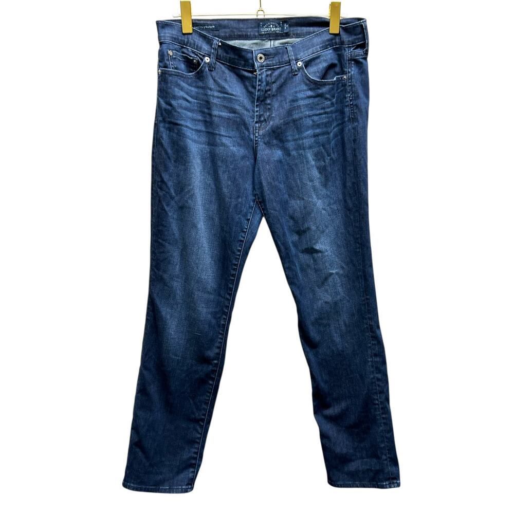 Lucky Brand Sweet,N Straight Jeans Size 14 Dark Wash Stretch Denim Lightweight